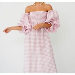 Sleeper Atlanta Gingham Linen Dress